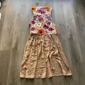 elliatt salma 3d floral embellished mesh statement maxi dress size small new